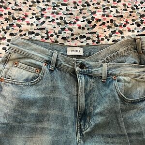 Pistols size 28 BOBBIE MID RISE LOOSE STRAIGHT LEG W/ CROSSOVER - NELSON